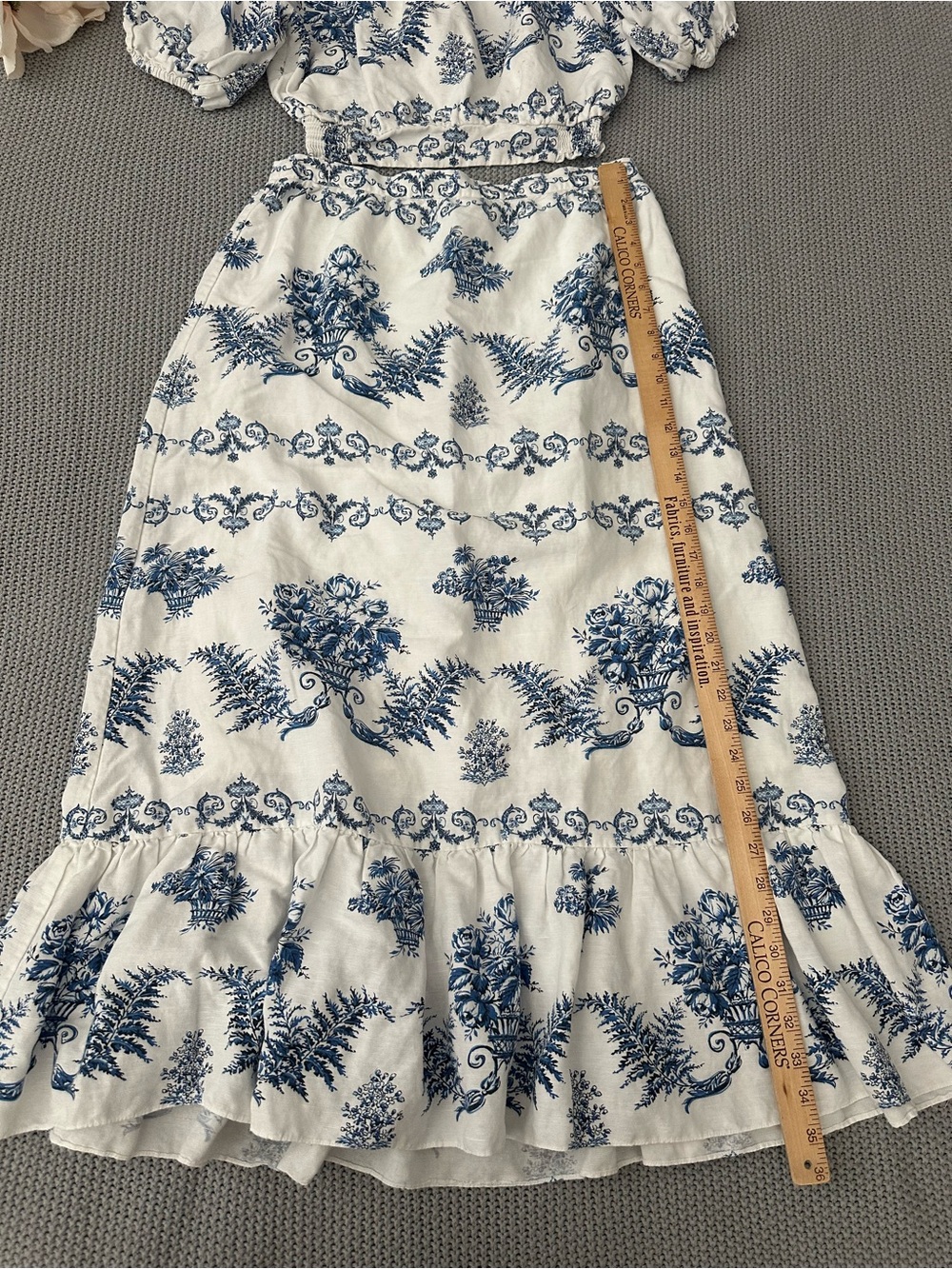 Sachin & Babi Austin Arden Linen Blend Skirt in Indigo Ivory Garland Medium - Picture 8 of 14
